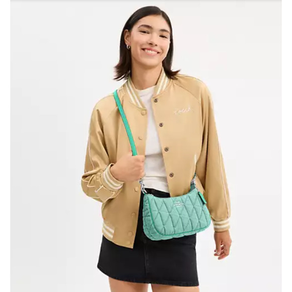 Coach Teri Shoulder Bag Crossbody In Quilted Denim/Green CBG86 NWT - Picture 7 of 11